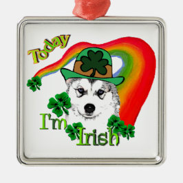 Siberian Husky St Patrick's Silbernes Ornament