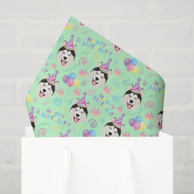 Siberian Husky Tissue Paper in Green Seidenpapier (Geschenk Tasche)