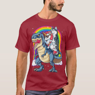 Siberian Husky Unicorn Dinosaur T rex Funny T-Shirt