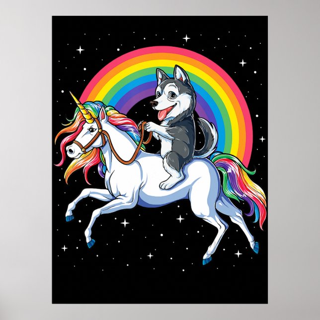 Siberian Husky Unicorn Girls Space Galaxy Poster (Vorne)