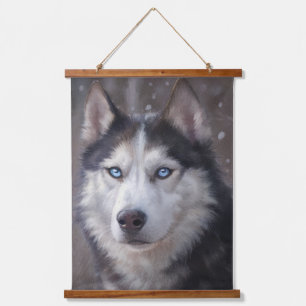 Siberian Husky Wandteppich Mit Holzrahmen
