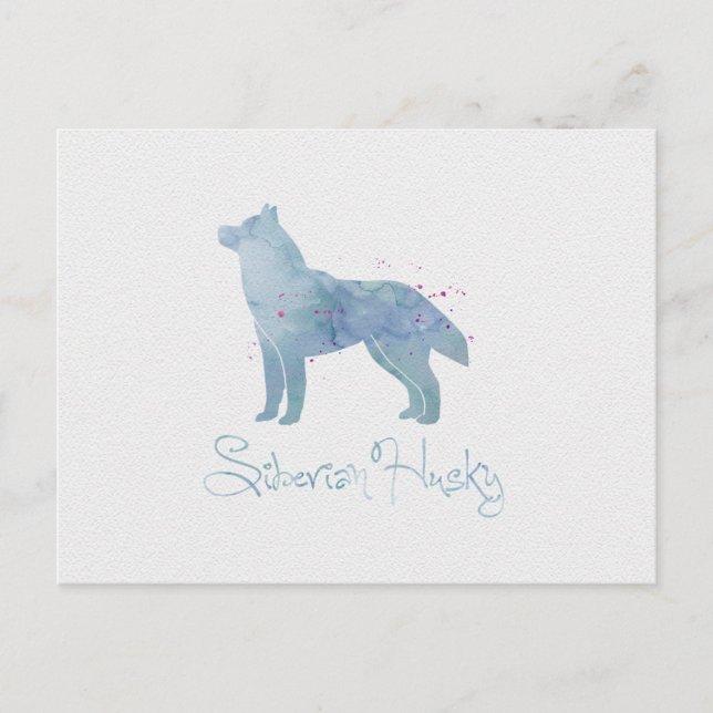 Siberian Husky Watercolor Design Postkarte (Vorderseite)