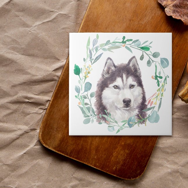 Siberian Husky Watercolor Keramik Tile Fliese (Von Creator hochgeladen)