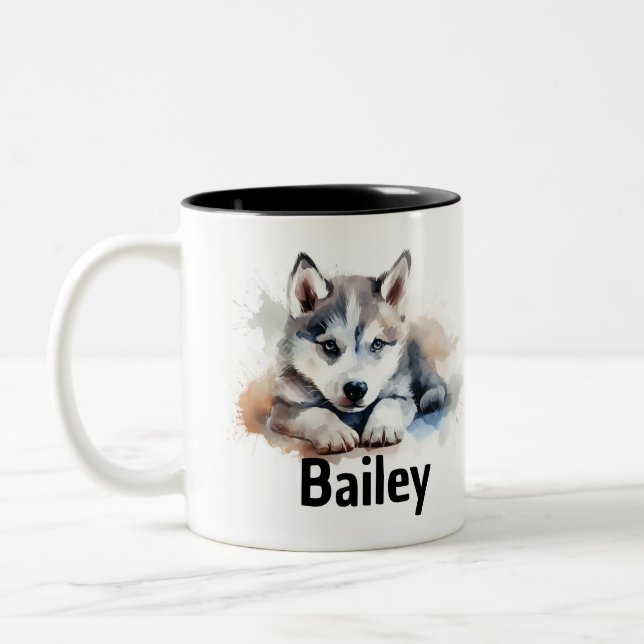 Siberian Husky Watercolor Tasse (Links)
