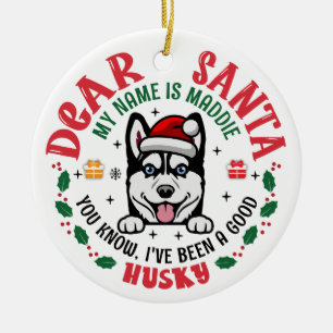 Siberian Husky Weihnachten Custom Dog Name Keramik Ornament