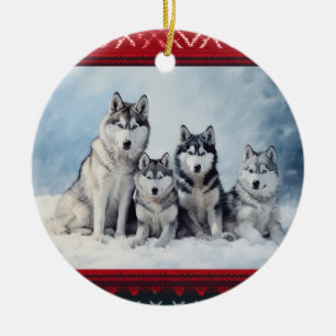 Siberian Husky Weihnachten Keramik Ornament