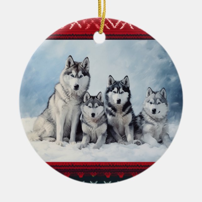 Siberian Husky Weihnachten Keramik Ornament (Vorne)