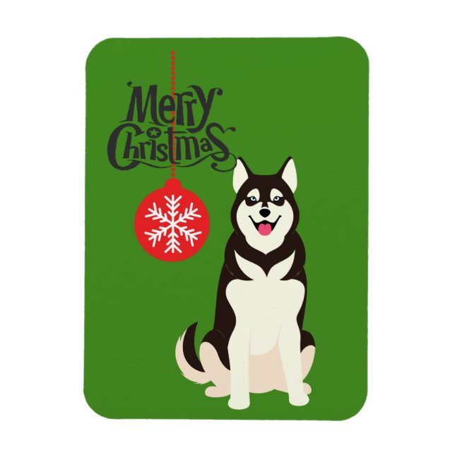 Siberian Husky Weihnachten Magnet (Vertikal)