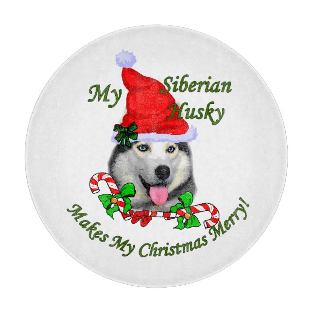 Siberian Husky Weihnachten Schneidebrett (Vorderseite)
