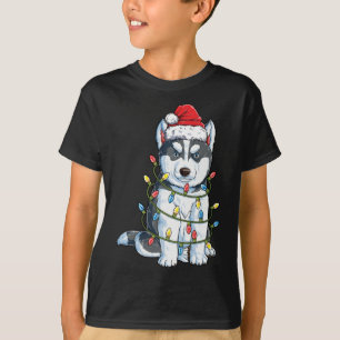 Siberian Husky Weihnachtsbaum Lichter Weihnachten  T-Shirt