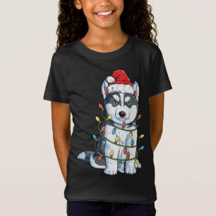 Siberian Husky Weihnachtsbaum Lichter Weihnachten T-Shirt