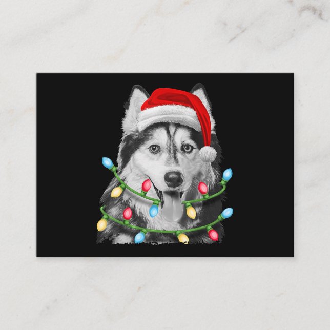 Siberian Husky Weihnachtsbaum Lichter Weihnachten  Visitenkarte (Vorderseite)