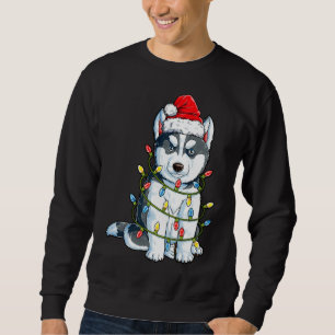 Siberian Husky Weihnachtsbaum Lichter Xmas B Sweatshirt