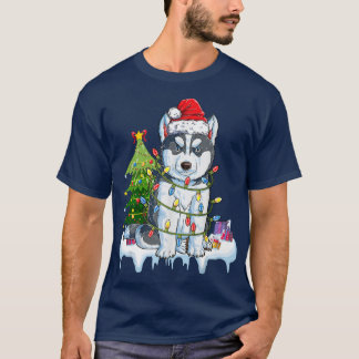 Siberian Husky Weihnachtsbaum Lichter Xmas Gi T-Shirt