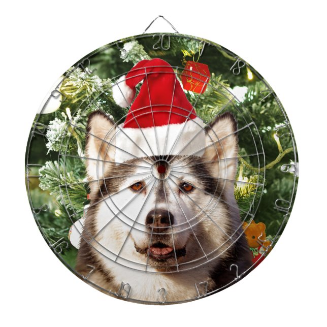 Siberian Husky Weihnachtsbaum Ornamente Schneemann Dartscheibe (vorne)