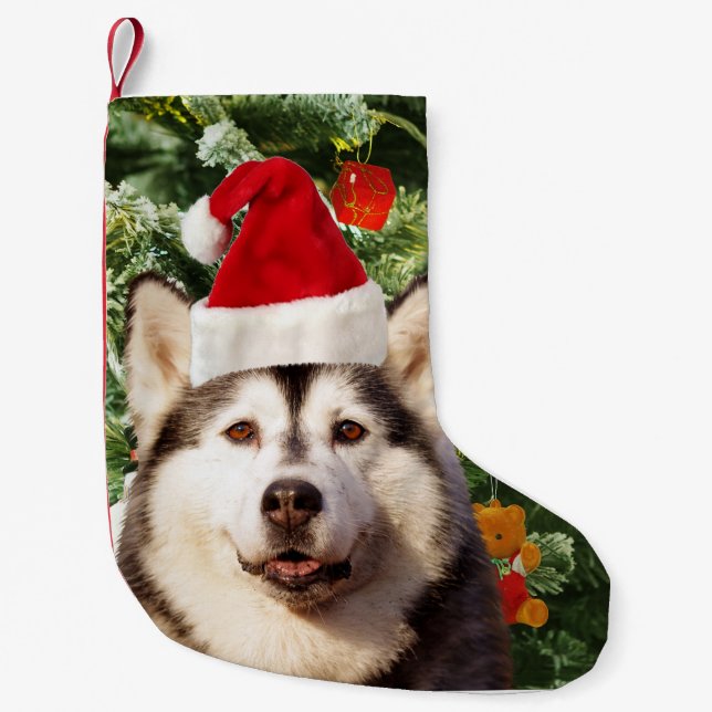 Siberian Husky Weihnachtsbaum Ornamente Schneemann Kleiner Weihnachtsstrumpf (Vorderseite)