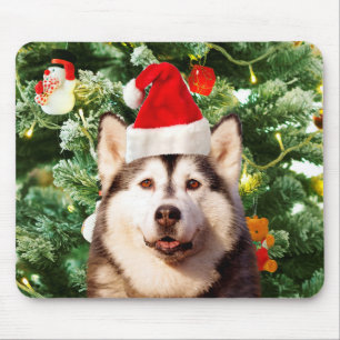 Siberian Husky Weihnachtsbaum Ornamente Schneemann Mousepad