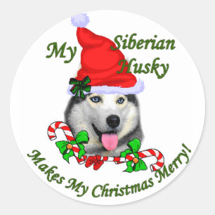 Siberian Husky Weihnachtsgeschenke Runder Aufkleber