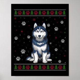 Siberian Husky Weihnachtskraut Xmas Haustier D Poster