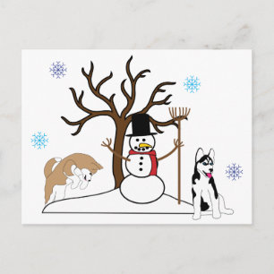 Siberian Husky Weihnachtspostkarte Feiertagspostkarte