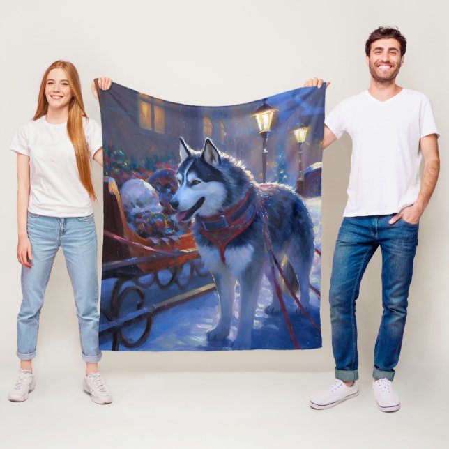 Siberian Husky Weihnachtssaison Fleecedecke (Beispiel)