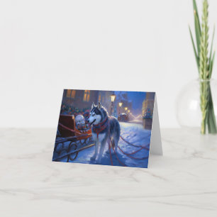 Siberian Husky Weihnachtssaison Karte