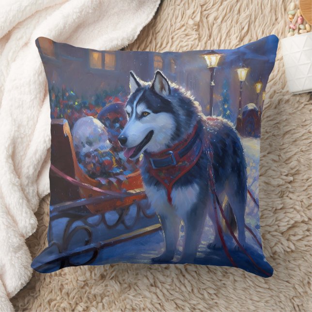 Siberian Husky Weihnachtssaison Kissen (Decke)