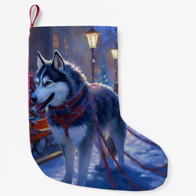 Siberian Husky Weihnachtssaison Kleiner Weihnachtsstrumpf (Vorderseite)