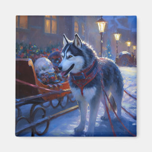 Siberian Husky Weihnachtssaison Magnet
