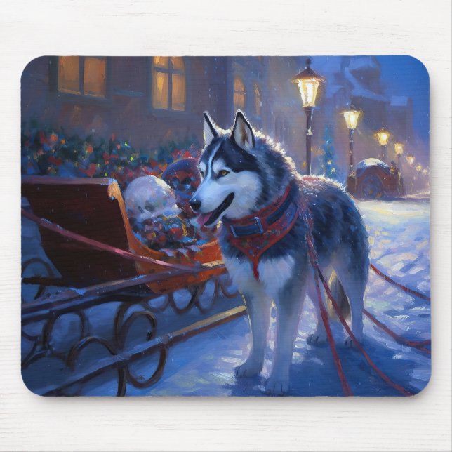 Siberian Husky Weihnachtssaison Mousepad (Vorne)