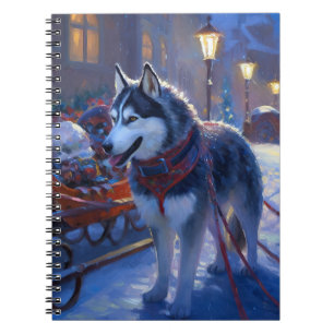 Siberian Husky Weihnachtssaison Notizblock