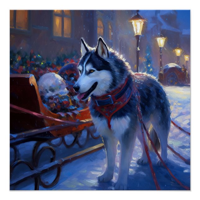 Siberian Husky Weihnachtssaison Poster (Vorderseite)