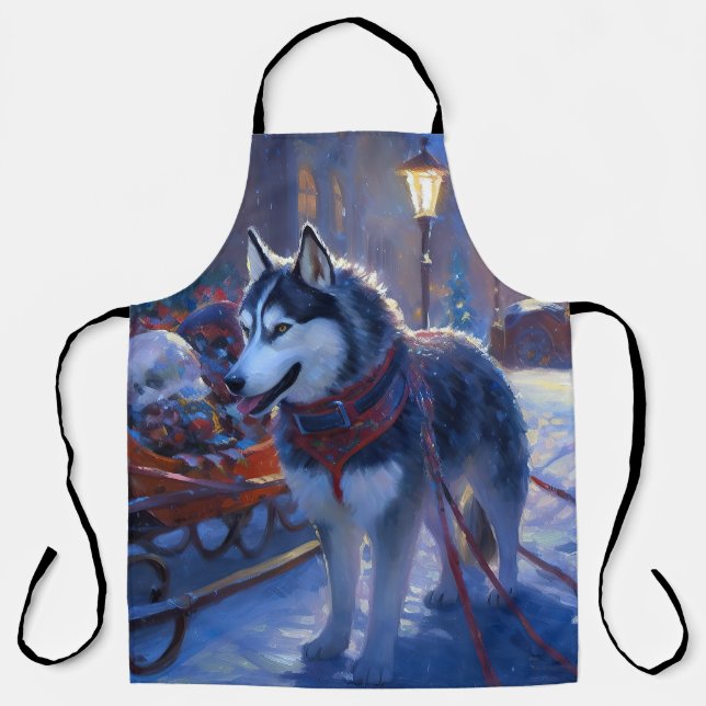 Siberian Husky Weihnachtssaison Schürze (Vorderseite)