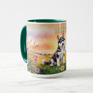 Siberian Husky Welppy Sunrise Tasse