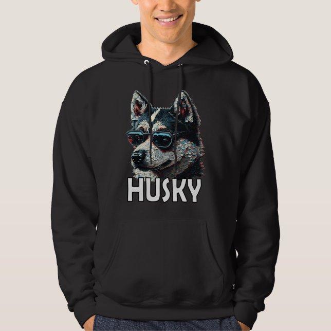 Siberian husky with sunglasses and a  saying  1 hoodie (Vorderseite)