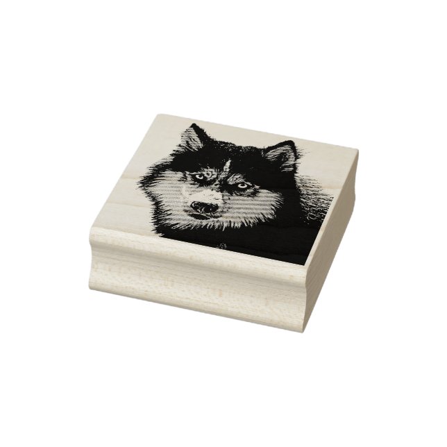 Siberian Husky Wood Art Briefmarke Gummistempel (Stempel)