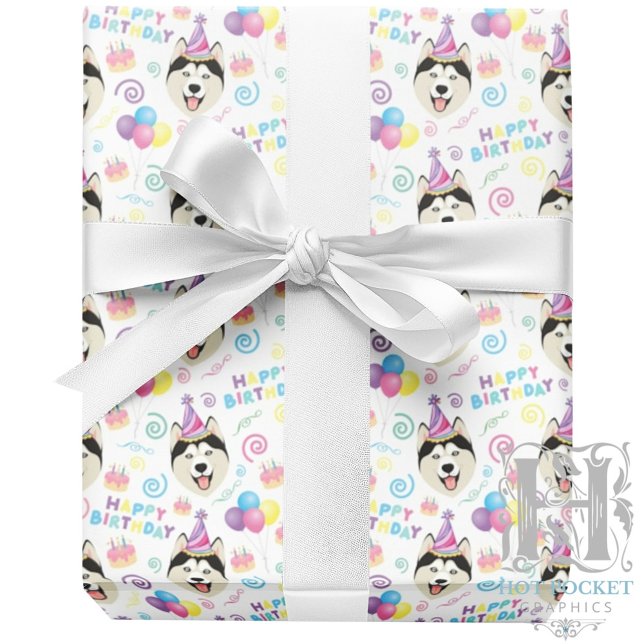 Siberian Husky Wrapping Paper in White Geschenkpapier (Von Creator hochgeladen)