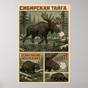 Siberian Taiga Wild - Elch & Wolverines Poster