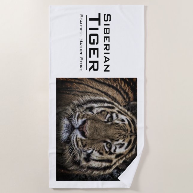 Siberian Tiger：Beach Towel Strandtuch (Vorderseite)
