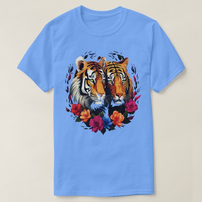 Siberian Tiger Couple Valentine T-Shirt (Design vorne)