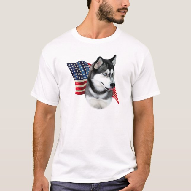 Siberische Husky-Flagge T-Shirt (Vorderseite)