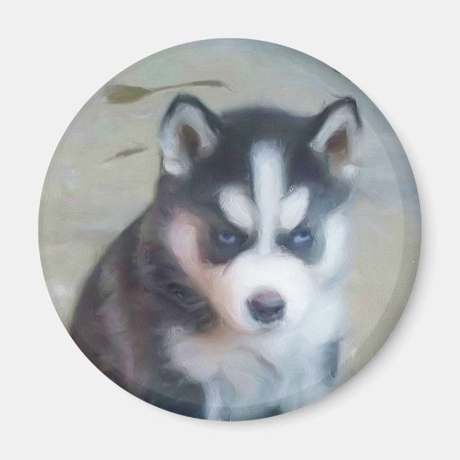 Siberische Husky-Welpenkunst Magnet (Vorne)