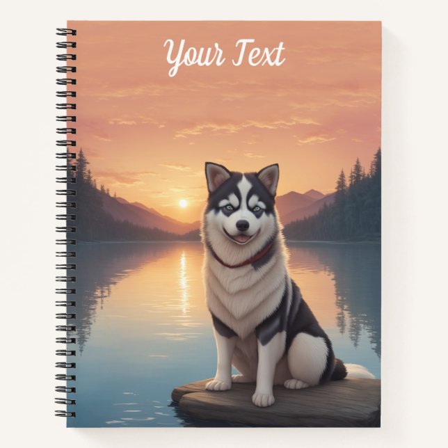 Siberischer Husky am See Notizbuch (Vorderseite)