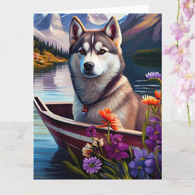 Siberischer Husky auf dem Paddel: Ein Landschaftli Karte (Orchidee)