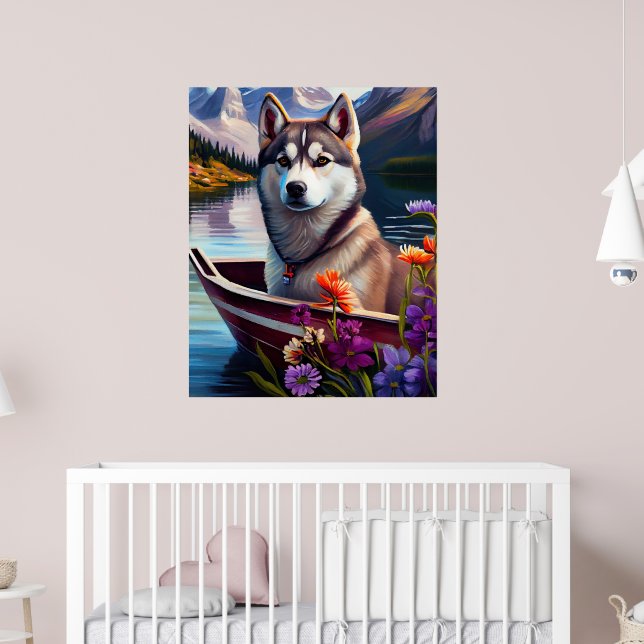 Siberischer Husky auf dem Paddel: Ein Landschaftli Poster (Kinderzimmer 2)
