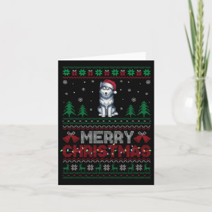 Siberischer Husky Dog liebt Weihnachtsmannmütze We Karte