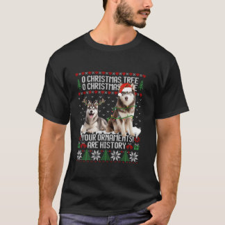Siberischer Husky Dog Weihnachtsbaum Lights Welpen T-Shirt