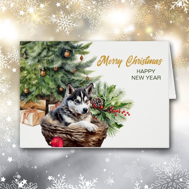 Siberischer Husky Dog Wicker Korb Weihnachtsbaum (Von Creator hochgeladen)
