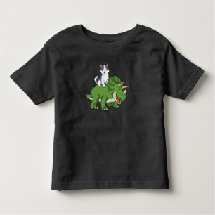 Siberischer Husky gibt Kindern Triceratops Dinosau Kleinkind T-shirt