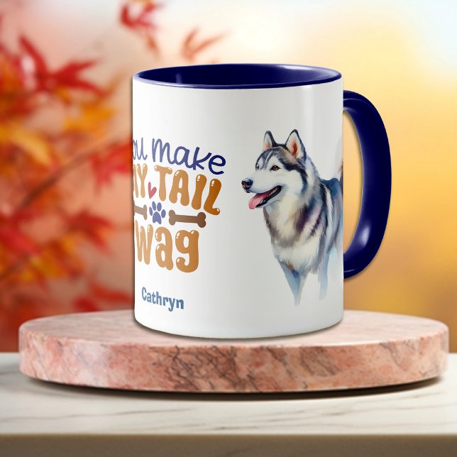 Siberischer Husky-Hund, den du mir zum Schwanz mac Tasse (Von Creator hochgeladen)